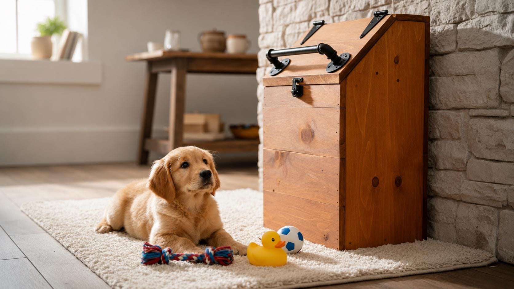 Wooden Farmhouse Dog Food Storage Bin | Personalized Pet Food