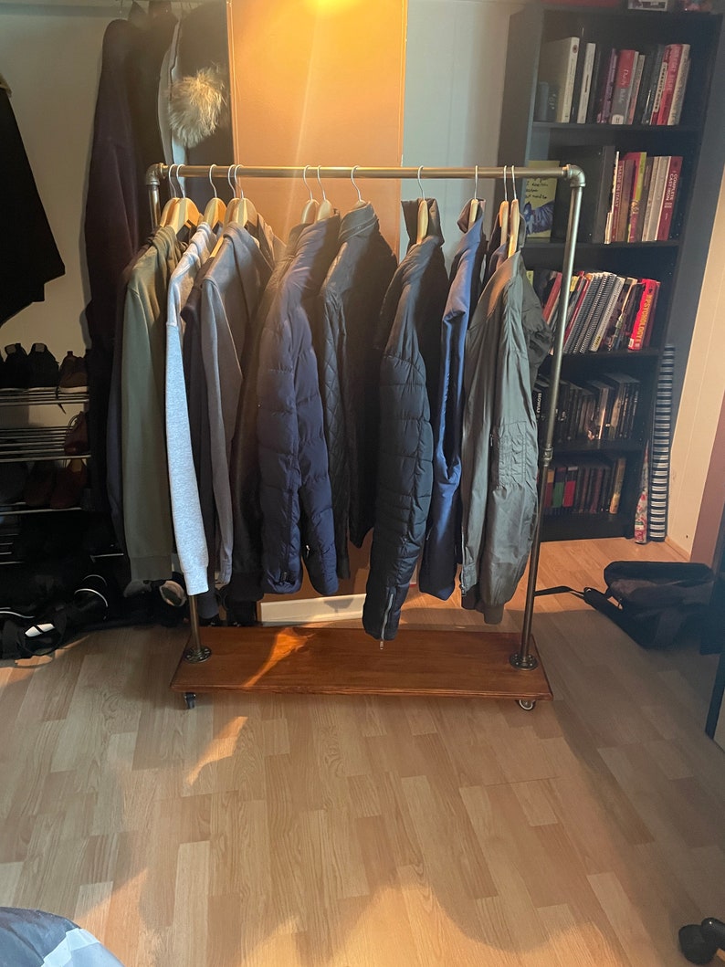 Rolling Garment Rack Garment Rack Industrial Style Clothes Etsy Canada