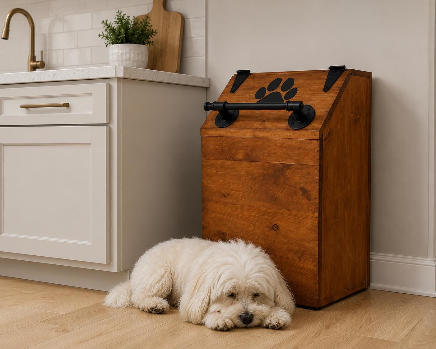 X-large Wooden Dog Food Storage Bin: 40lb Capacity - Etsy