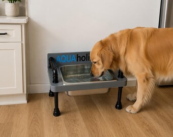 Rustic Raised Dog Water Bin: Steampunk Style