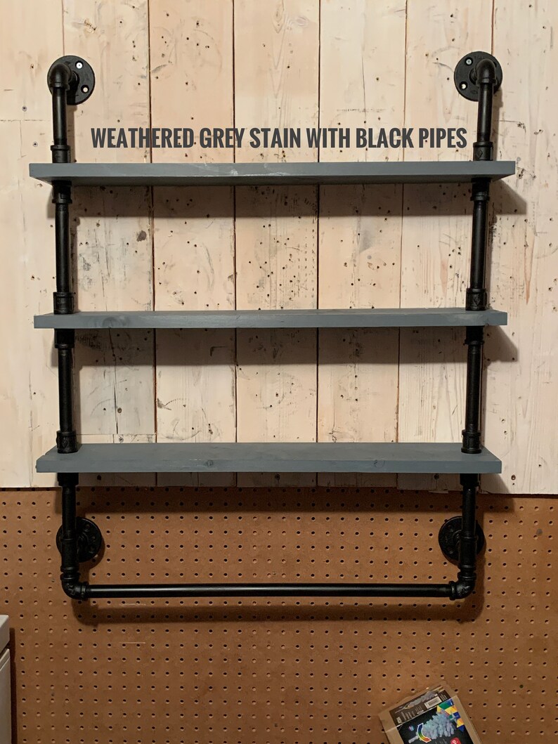 3 Tier industrial style bathroom towel rack towel rack Etsy