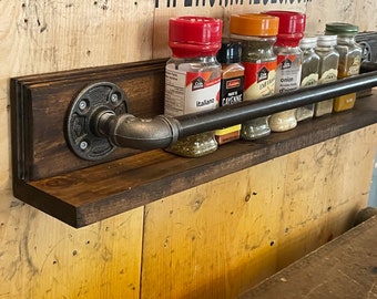 Wall mount - Spice Rack - Pipe Spice Rack - Home Decor - Spice holder - Industrial style spice rack