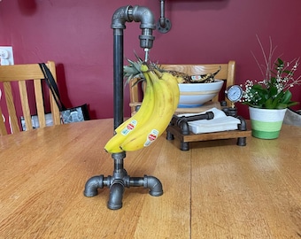 Industrial Style Metal Pipe Banana Holder - 16 inch Tall