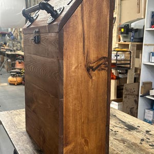 Narrow fit x-large wooden dog food storage container.