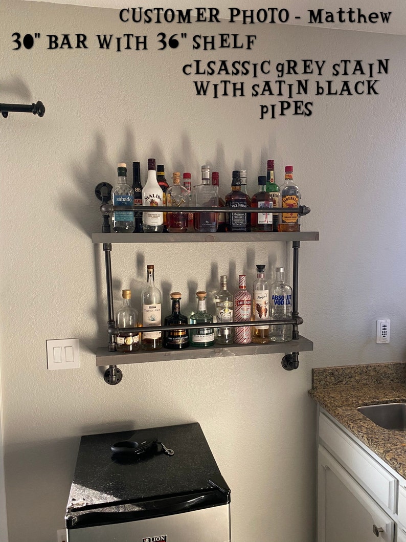 2 Tier Bar Shelf With 2 Support Bars Scotch Bar Bar Shelf Etsy