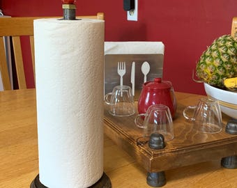 Steampunk Paper Towel Holder: Industrial Style with Water Valve