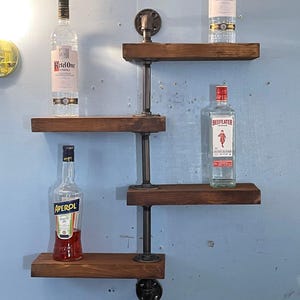 Étagère de bar de style industriel à 4 niveaux - étagère de bar en tuyaux - étagère de bar rétro - étagère de bar - étagère de bar - étagère de salle de bain