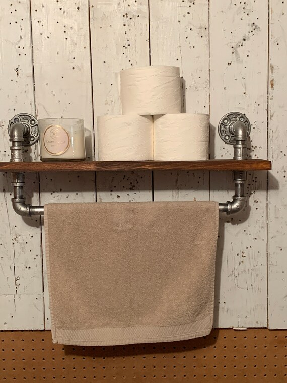 Industrial Style Towel Rack With Shelf Towel Rack Towel Etsy