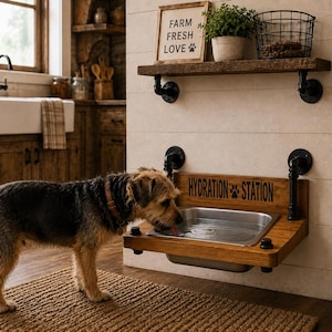 Handcrafted Floating Dog Water Bowl – Wall Mount Pet Hydration Station