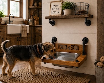 Handcrafted Floating Dog Water Bowl – Wall Mount Pet Hydration Station