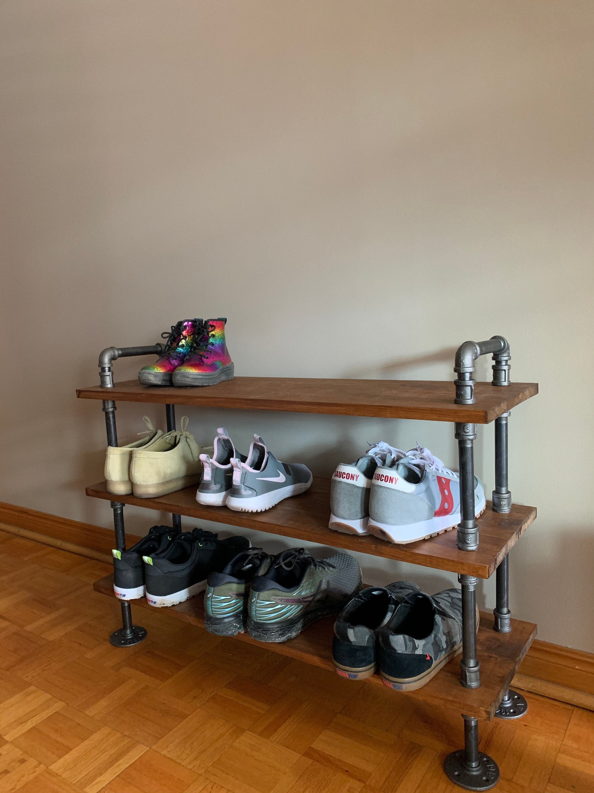 boot racks for a mudroom on Shoe Rack Entryway Organiser Rustic Shoe Rack Shoe Etsy