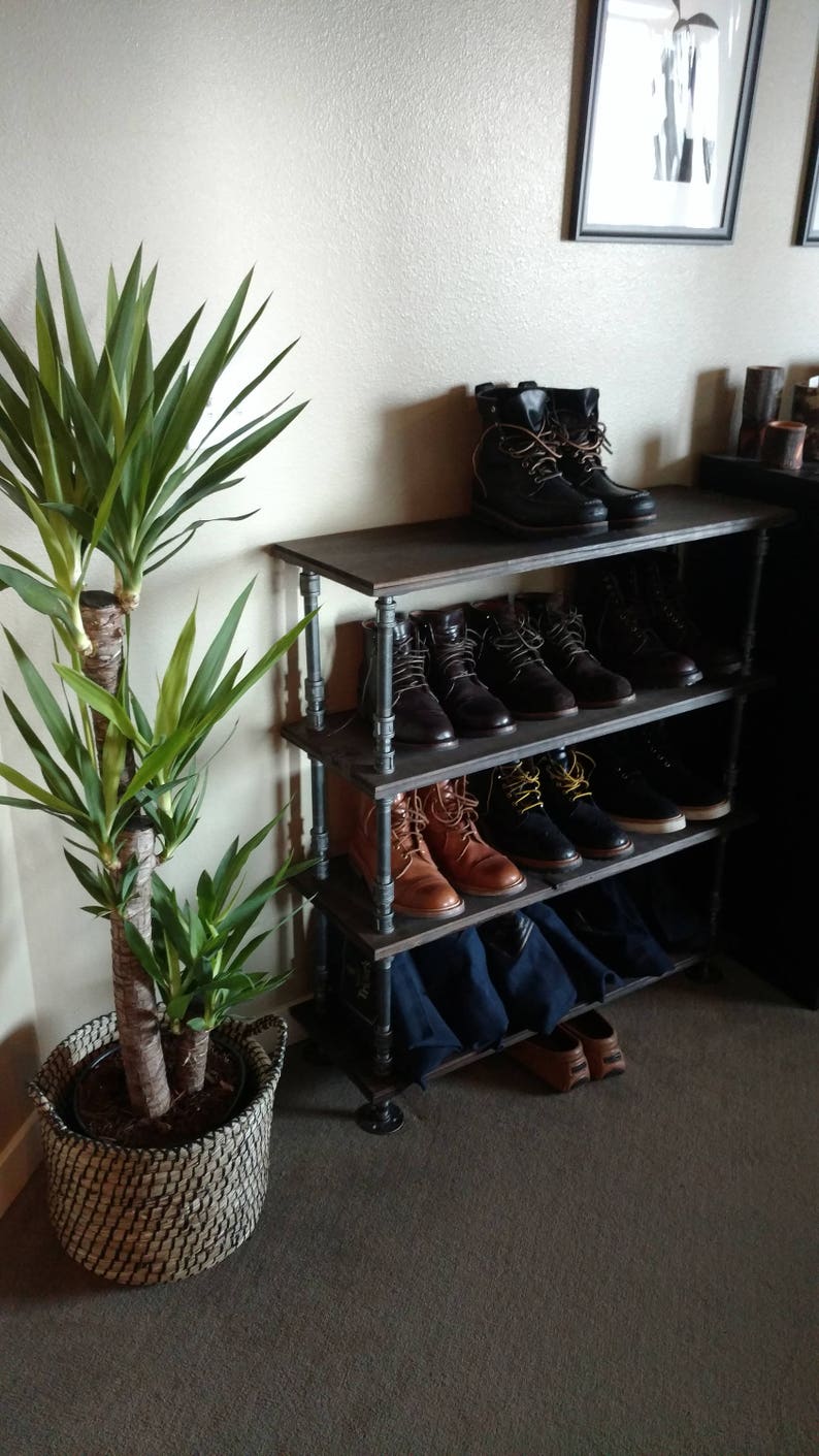 4 Shelf Shoe Rack Industrial Style Shoe Rack Steampunk Etsy Canada