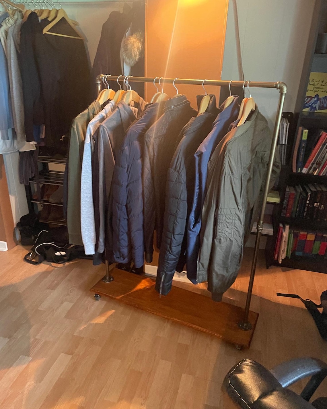 Rolling Garment Rack Garment Rack Industrial Style Clothes Etsy Canada