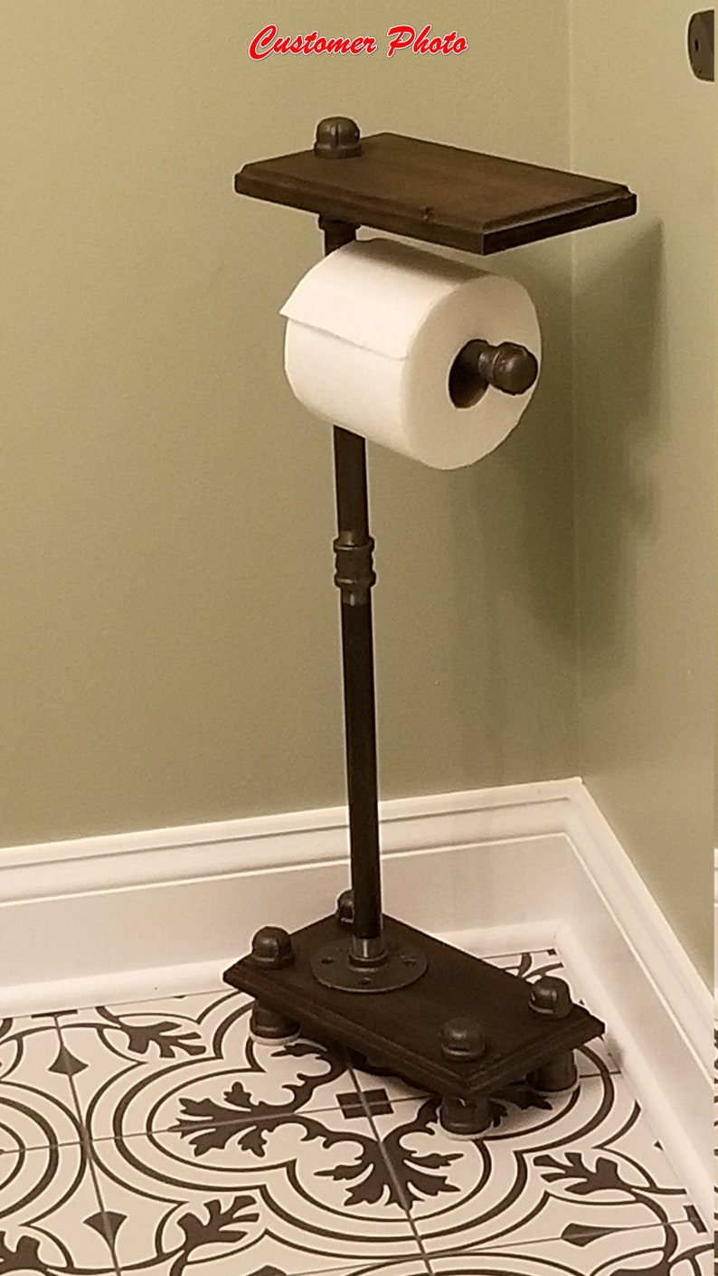 Industrial Style Freestanding Single Roll Toilet Paper Holder Etsy Canada