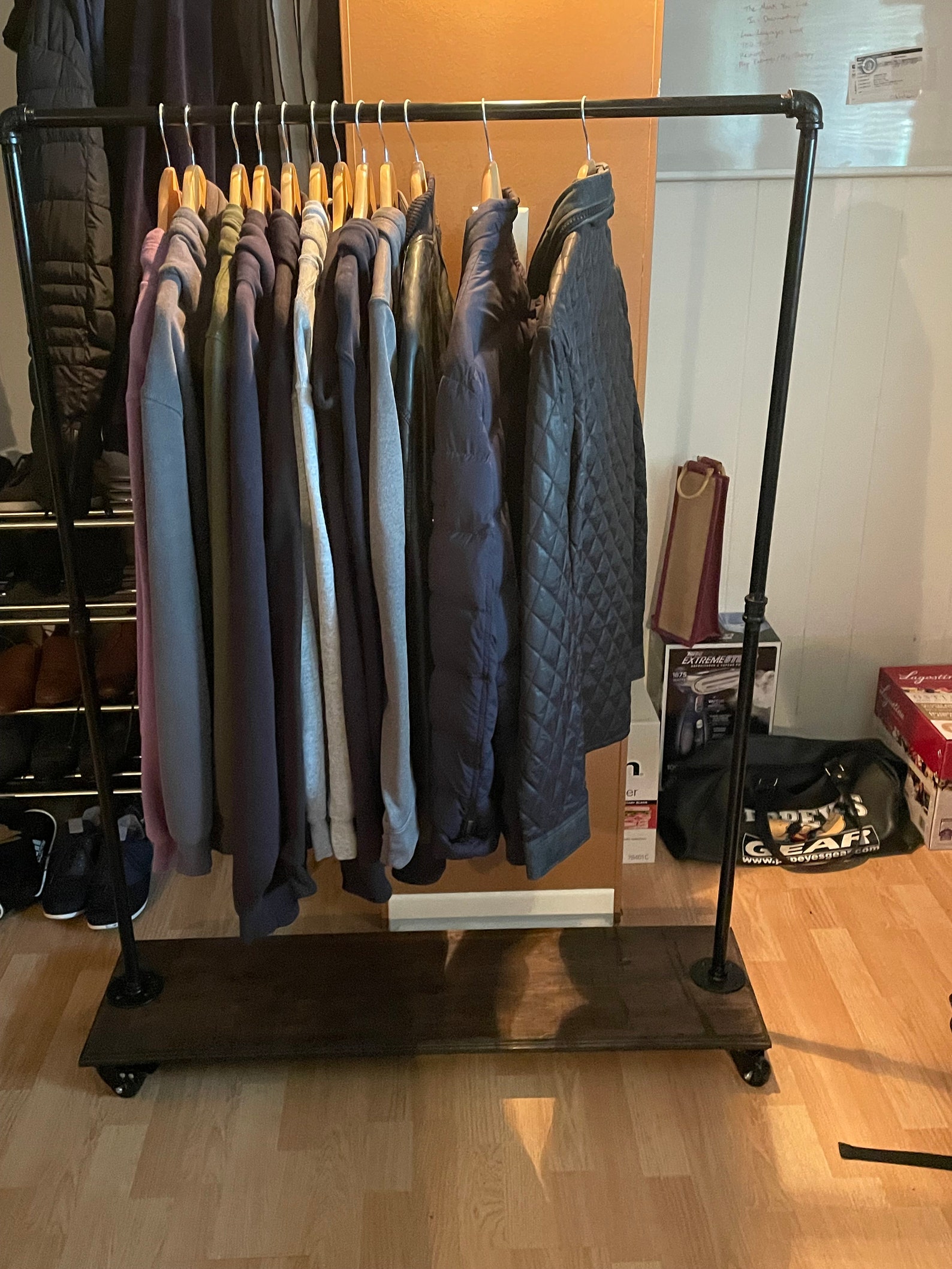 Rolling Garment Rack Garment Rack Industrial Style Clothes Etsy Canada