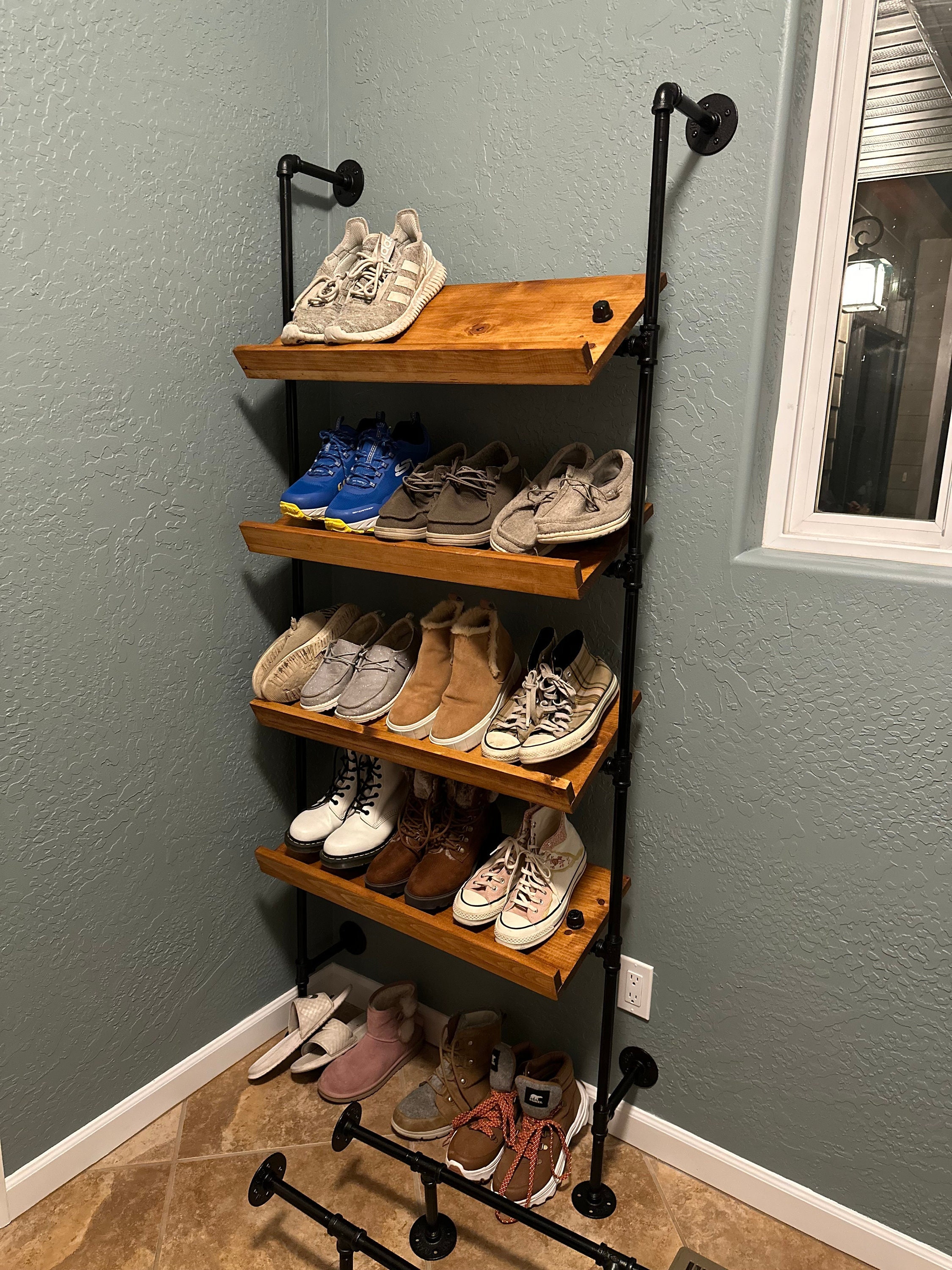Wood Hanging Shoe Storage Organizer Racks, Wall Mounted Space Saving F –  MyGift