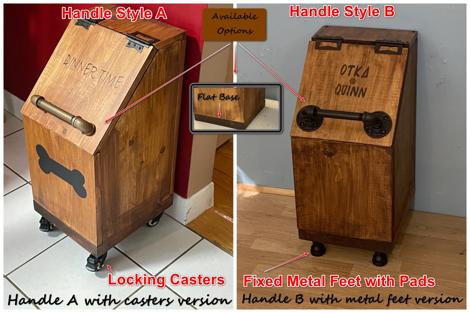 Wooden Dog Food Storage Container Dog Food Bin Puppy Food Etsy