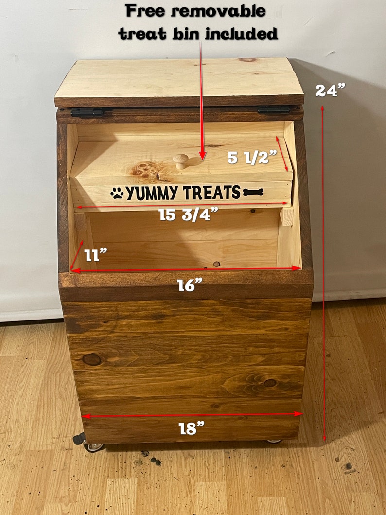 XLARGE Wooden Dog Food Storage Container HOLDS 40LB BAGS Etsy