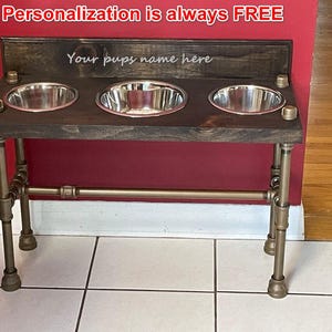 X-Large Raised Dog bowl stand with cross Brace and matching backsplash