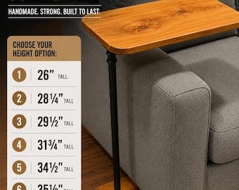 Rustic C Table with Optional Rounded Edges-Swivels 90 degrees