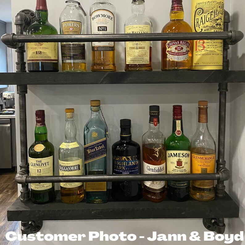 2 Tier Bar Shelf With 2 Support Bars Scotch Bar Bar Shelf Etsy Canada