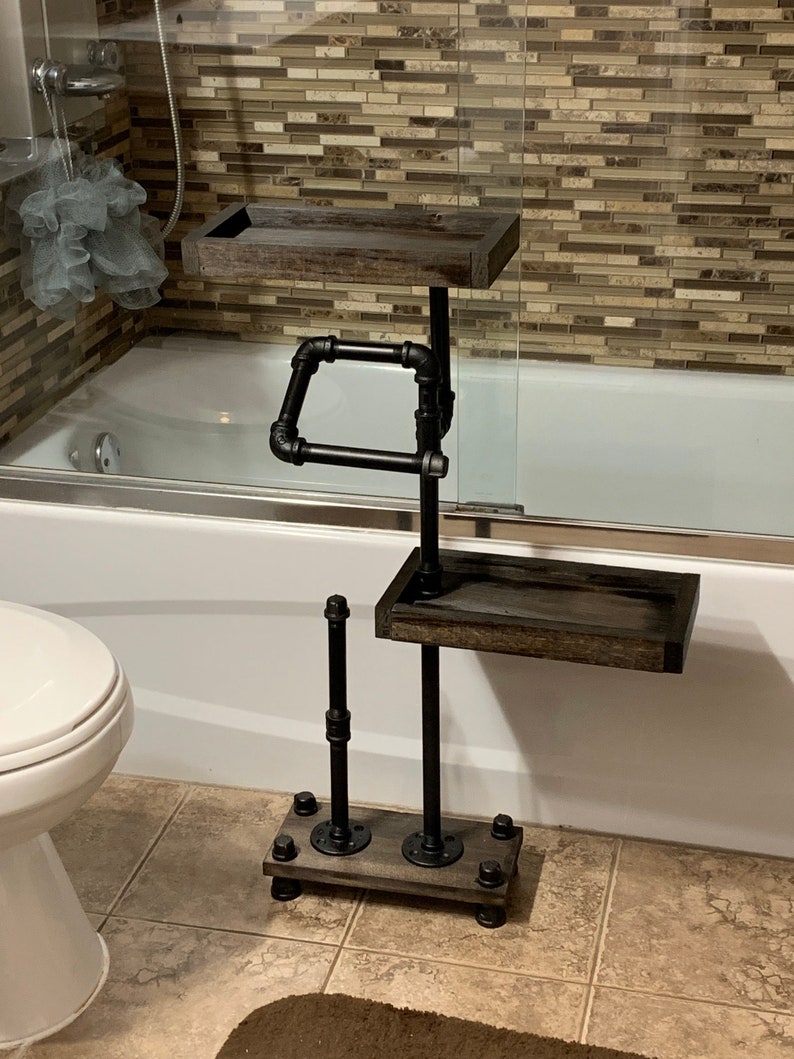Industrial Style Freestanding Toilet Paper Holder With Dual Etsy