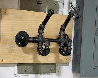 Wall Mount Coat Rack, Metal Pipe Wall Hook Organizer, Rustic Industrial Entryway Storage