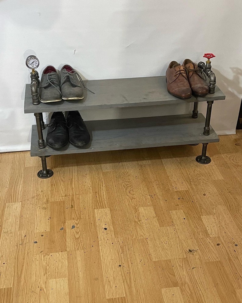 Steampunk Style Shoe Rack Entryway Organizer Rustic Shoe Etsy Canada
