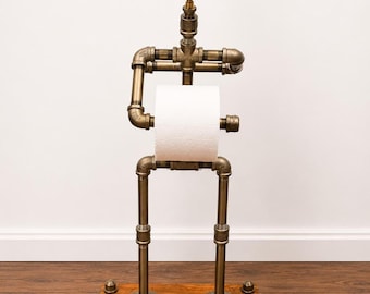 Industrial Toilet Paper Butler Stand, Galvanized Pipe Decor