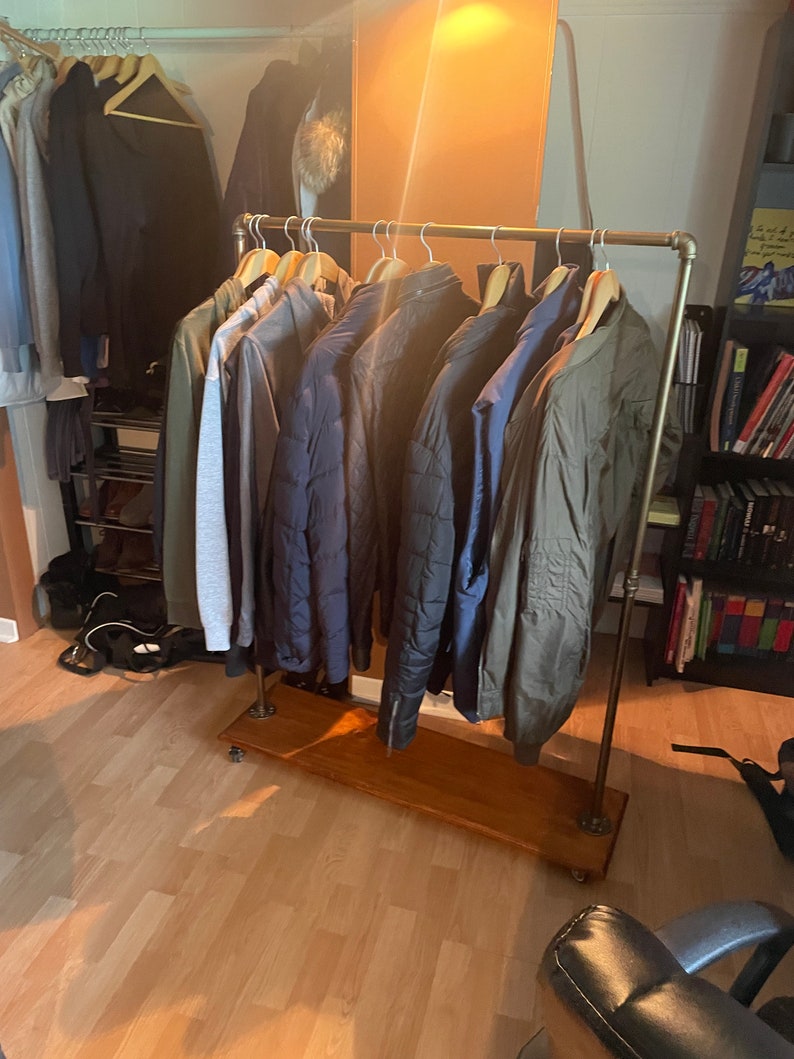 Rolling Garment Rack Garment Rack Industrial Style Clothes Etsy Canada