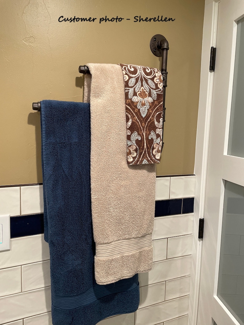 Swivel Pipe Towel Rack Steampunk swivel towel rack industrial style towel rack image 5