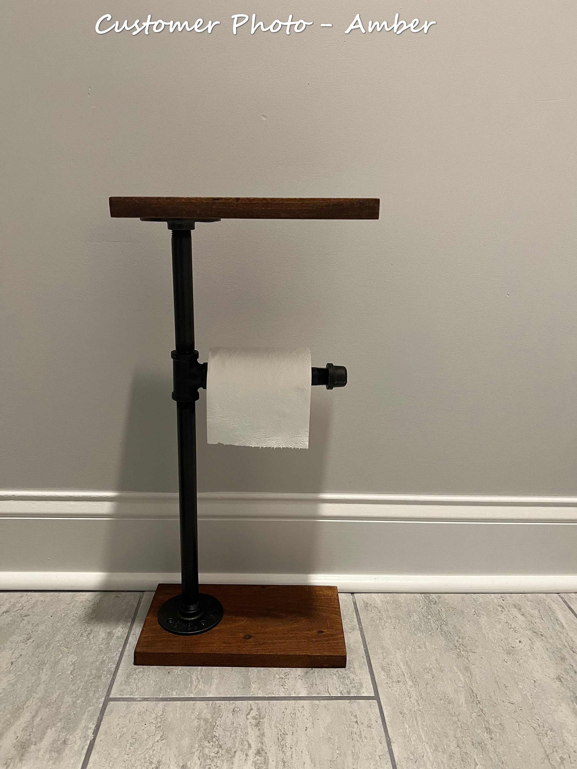 Toilet Paper Stand With Shelf, Floor Stand TP, Multiply 3 Roll Holder,  Rustic, Pipe Toilet Paper Holder, Industrial Stand, Wood Stand, Gift -   Israel