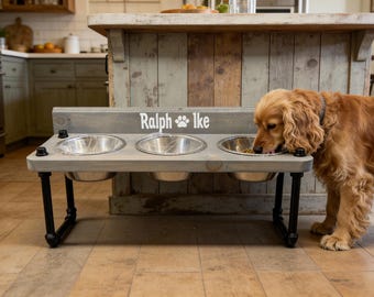 Industrial Raised Dog Bowl Stand: Personalized Elevated Feeder
