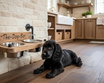 Wall Mount Dog Bowl, Elevated Wooden Feeder With Metal Dish