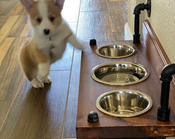 Floating dog bowl feeder - wall mount dog bowl feeder - stylish floating dog feeder