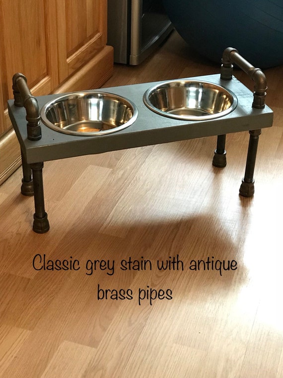 Rustic Raised Dog Bowl Feeder Retro Elevated Dog Bowls Etsy