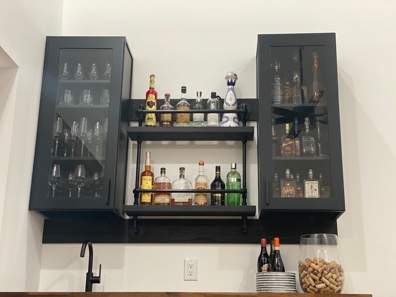 2 Tier Bar Shelf With 2 Support Bars Scotch Bar Bar Shelf Etsy