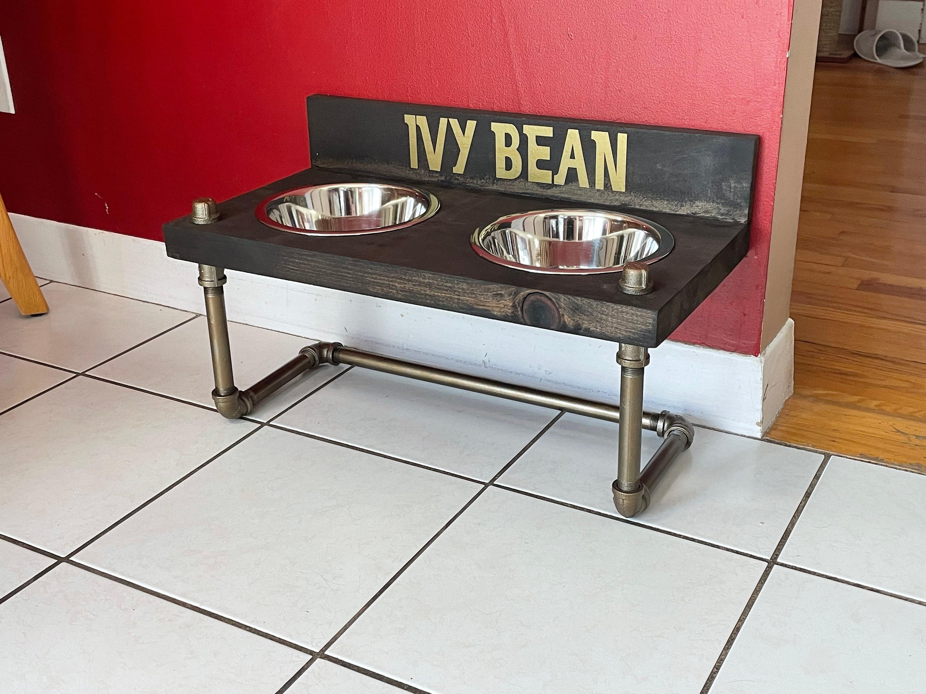 Rustic 2 Bowl Raised Dog Bowl Feeder Retro Elevated Dog Bowls Industrial  Style Dog Bowl Stand-new LOWER PRICING 