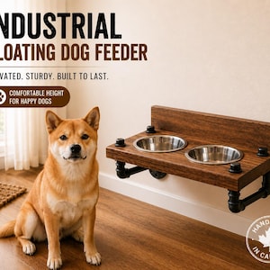 Industrial Floating Dog Bowl Feeder: Bottom Mount, Elevated Design