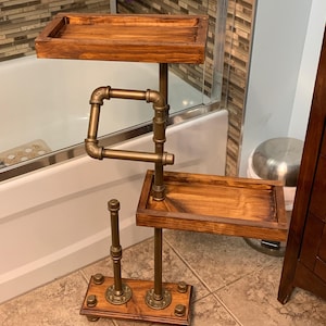 Freestanding Toilet Paper stand With dual Shelfs