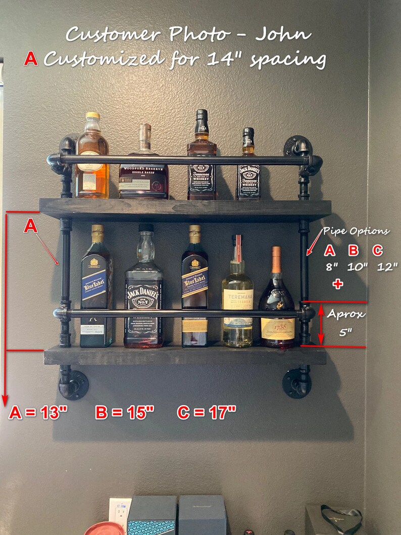 2 Tier Bar Shelf With 2 Support Bars Scotch Bar Bar Shelf Etsy