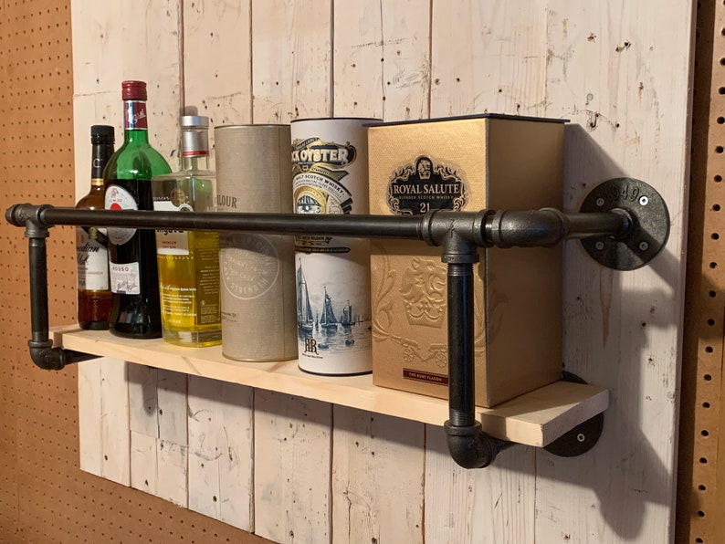 Industrial Style Bar Shelf Pipe Bar Shelf Retro Bar Shelf Etsy