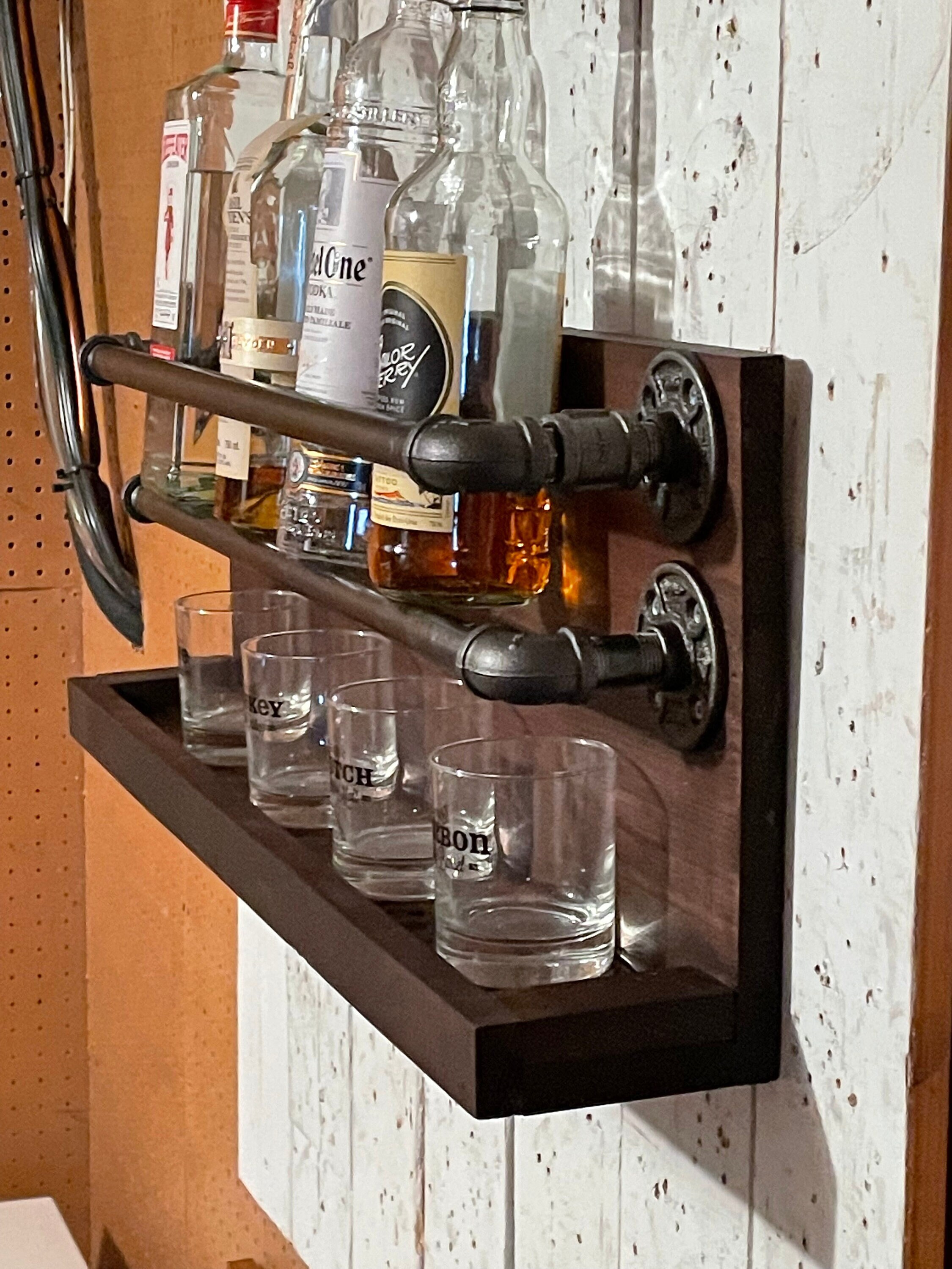 Bar shelf with glass holder Bar shelf pipe bar shelf Etsy