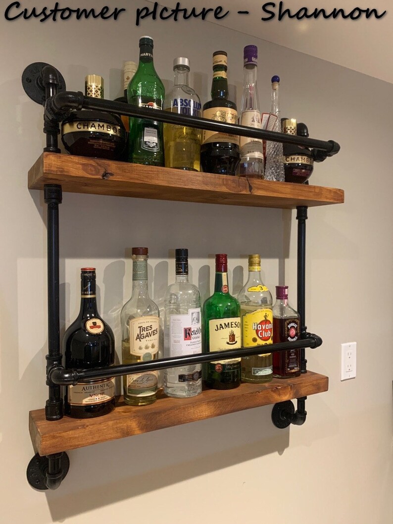 2 Tier Bar Shelf With 2 Support Bars Scotch Bar Bar Shelf Etsy