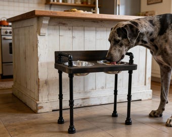 THE BEAST - Industrial style Tall Raised Dog bowl stand - The beast-Free Personalization Included