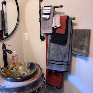 Swivel Pipe Towel Rack - Steampunk swivel towel rack - industrial style towel rack-TOWEL RACK
