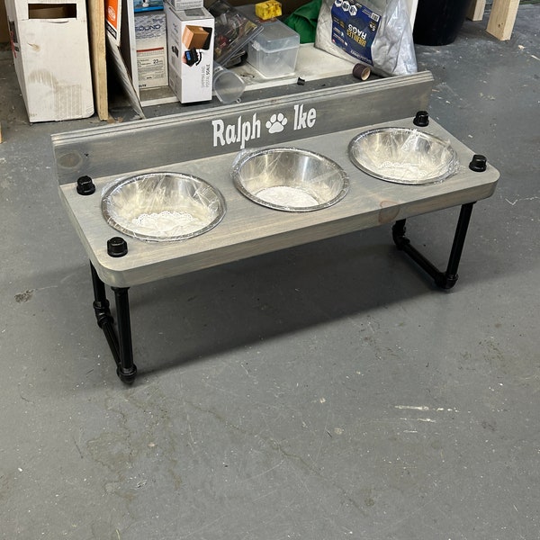 industrial style raised dog or cat  bowl stand |90 degree style | raised dog bowl stand - NEW LOWER PRICE