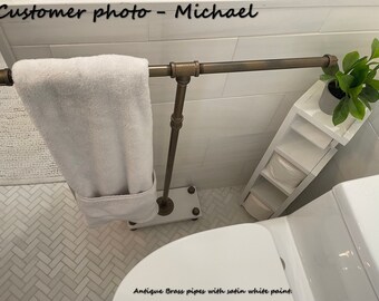 Toallero de baño Jumbo Clothespin – 2 pinzas gigantes de 12 pulgadas –  Toalleros de madera para baño montado en la pared y adhesivo – Toallero  rústico