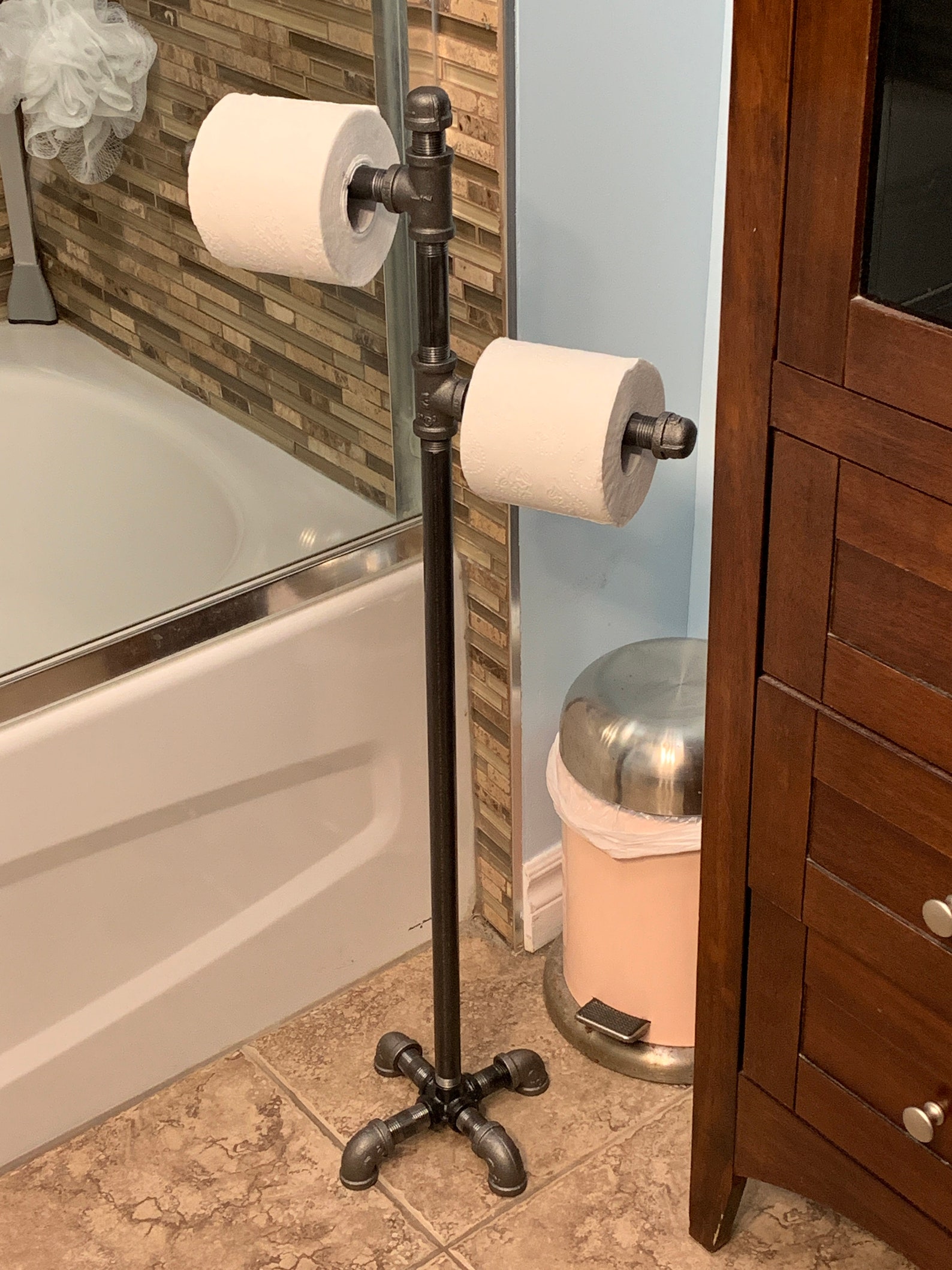 Industrial Style Toilet Paper Stand Pipe Toilet Paper Holder Etsy