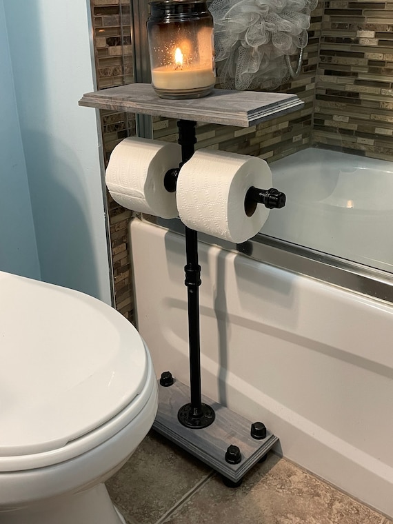  Toilet Paper Holder Stand with Shelf, Free Standing